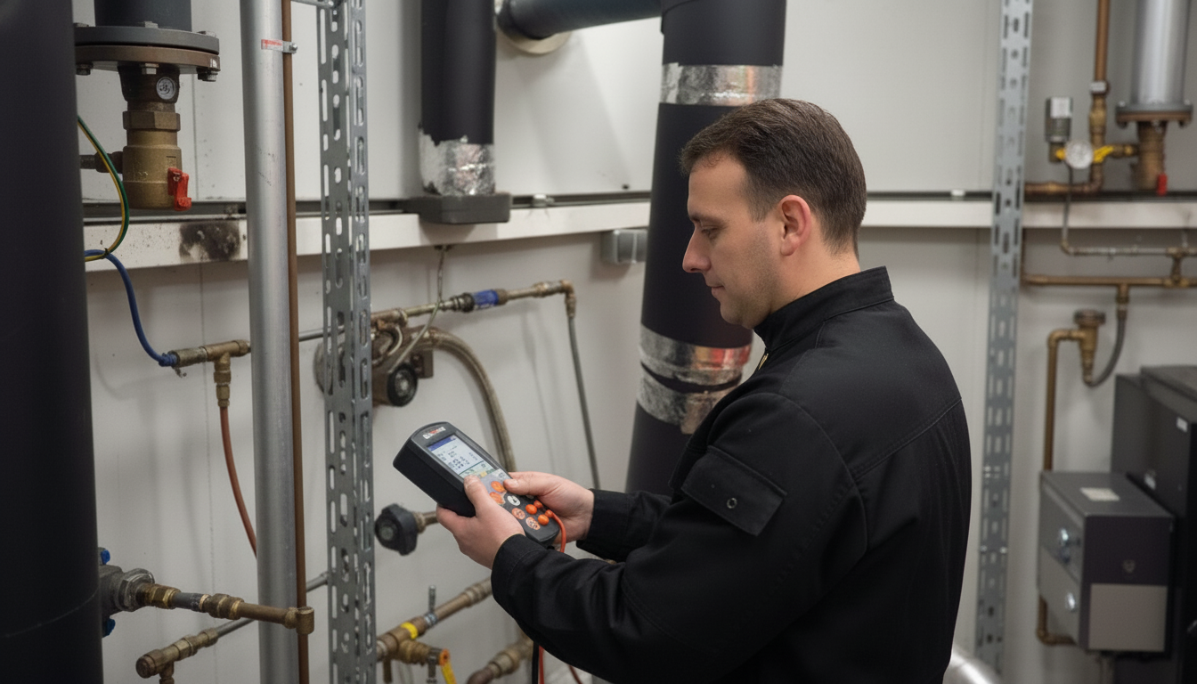 Schornsteinfeger bei der Arbeit